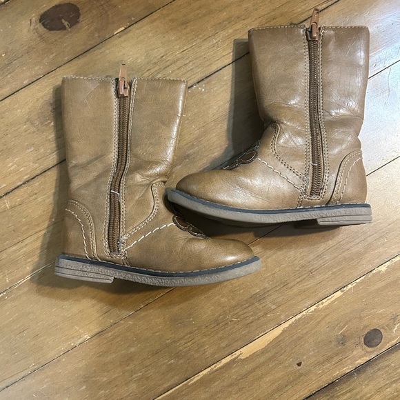 Sonoma Kids Brown Faux Leather Boots with Floral Design - Picture 2 of 6